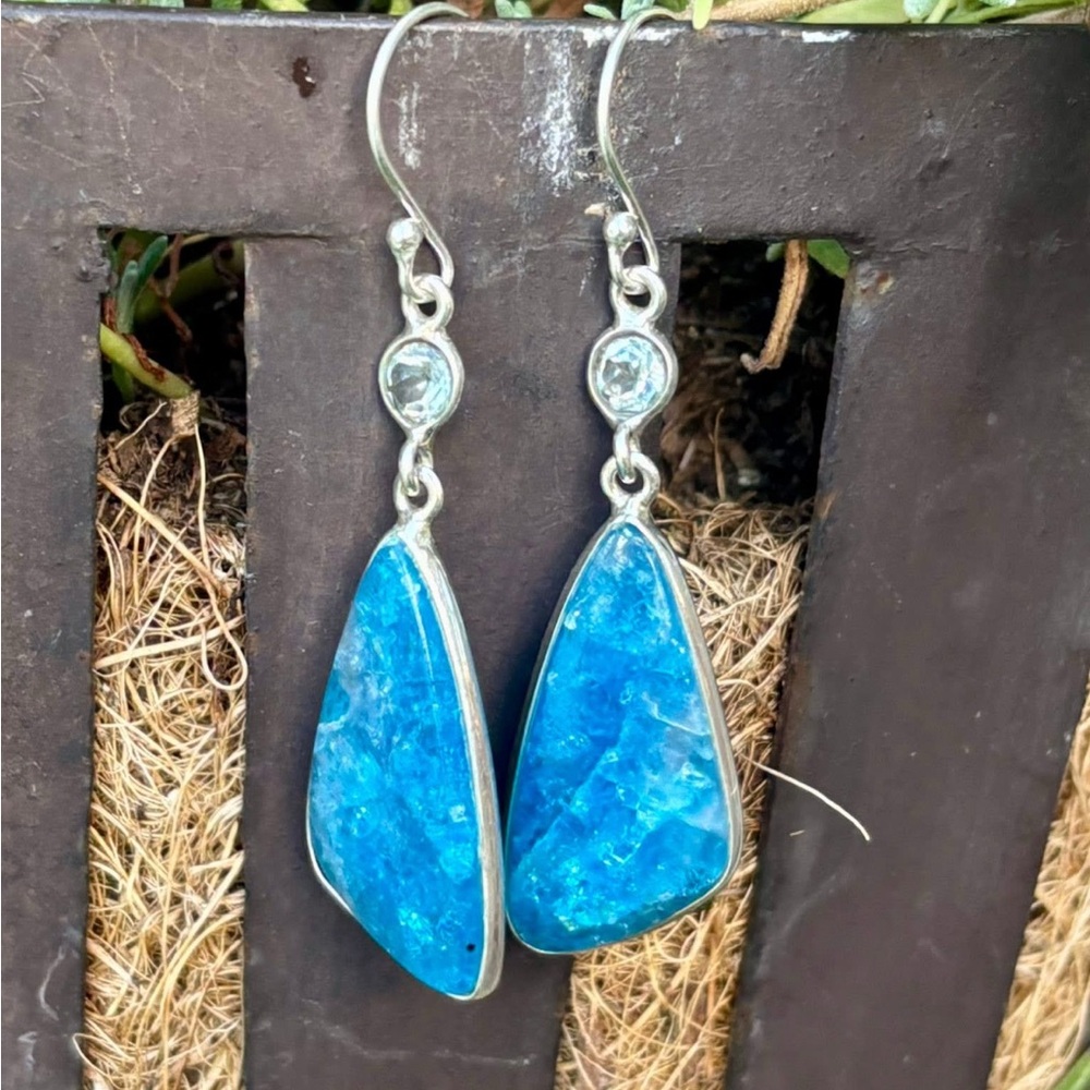 Neon Apatite & Topaz Earrings